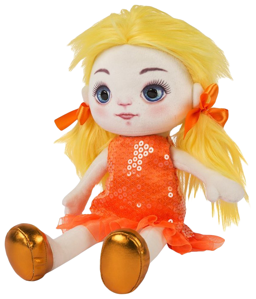 фото Мягкая кукла "милена в оранжевом платье", 35 см maxitoys