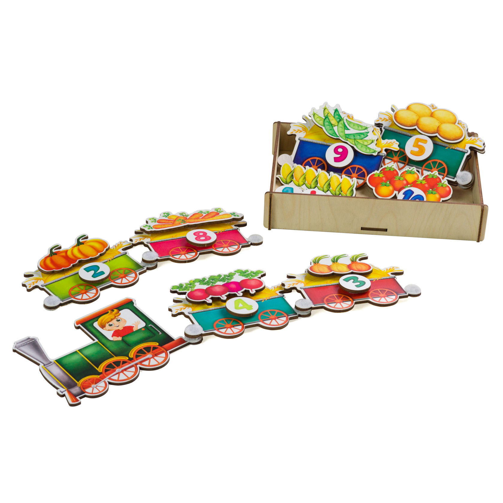 Игровой набор PAREMO Липучка Поезд с овощами pic n mix пазл липучка фигурки