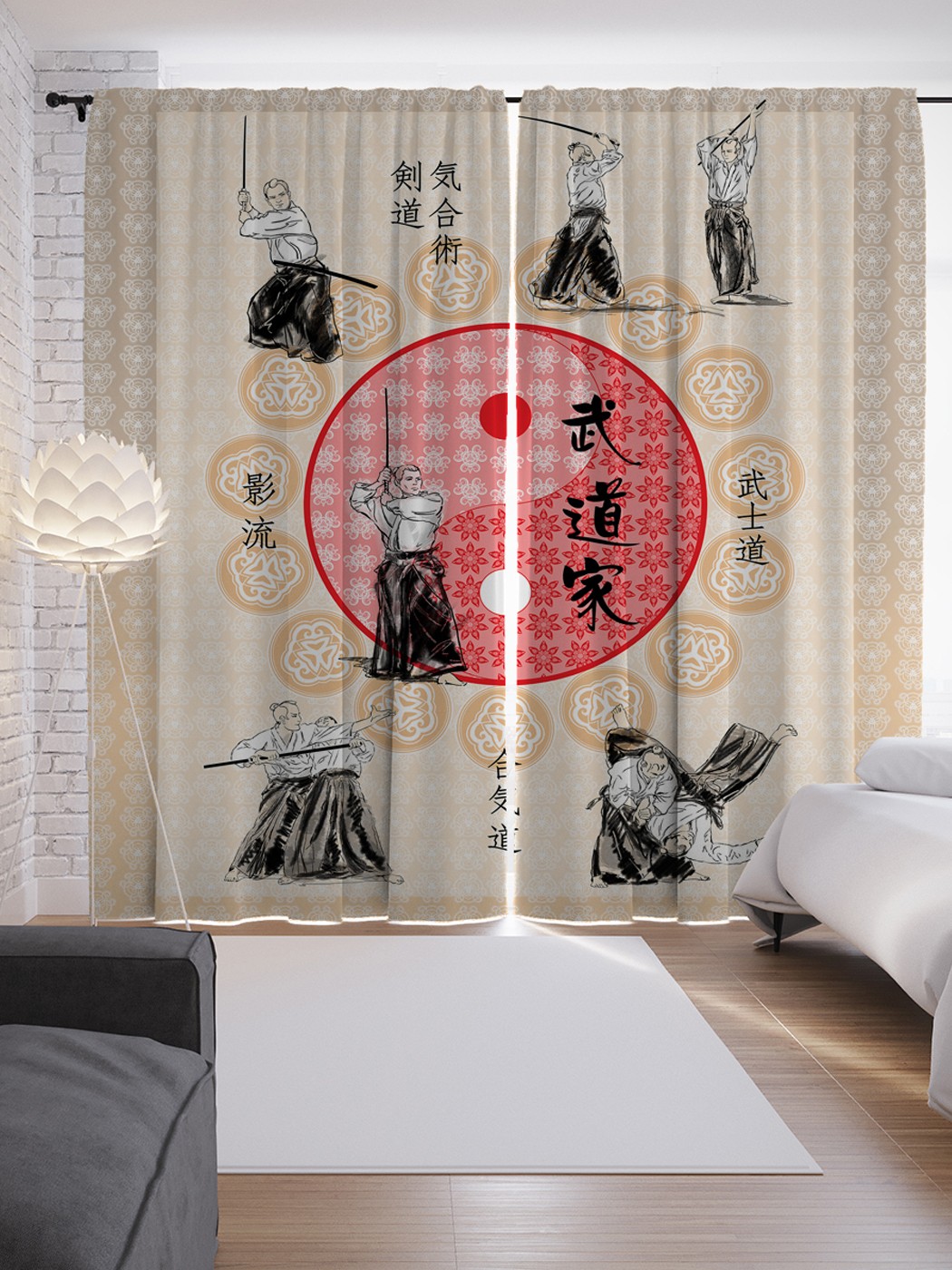 

Шторы с фотопечатью "Японские боевые искусства" из сатена, 290х265 см