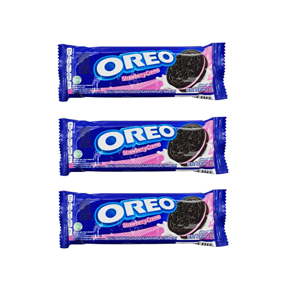 Печенье Oreo с клубничным кремом, 3 шт по 27,6 г