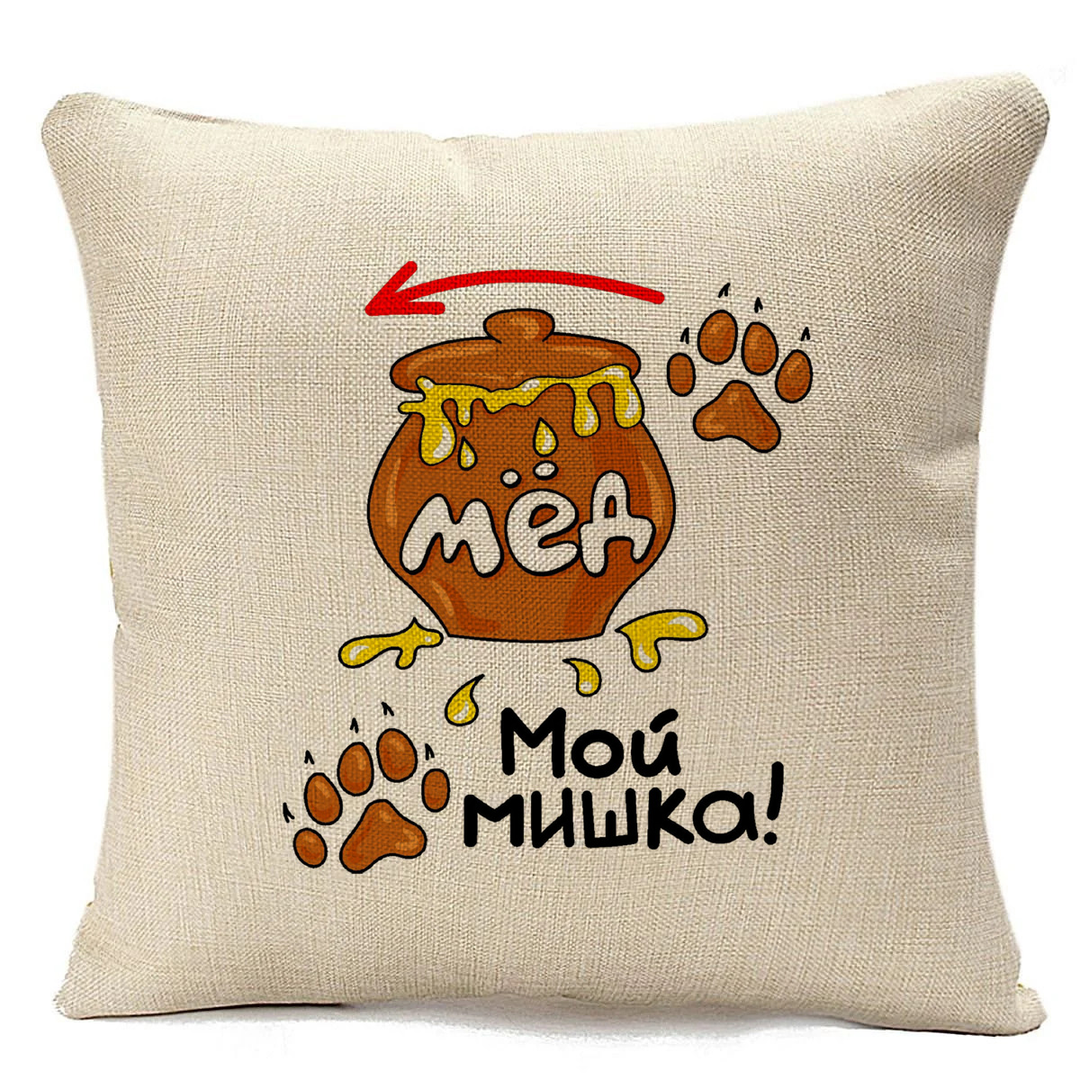 

Подушка бежевая CoolPodarok Мой мишка (есть пара), Бежевый