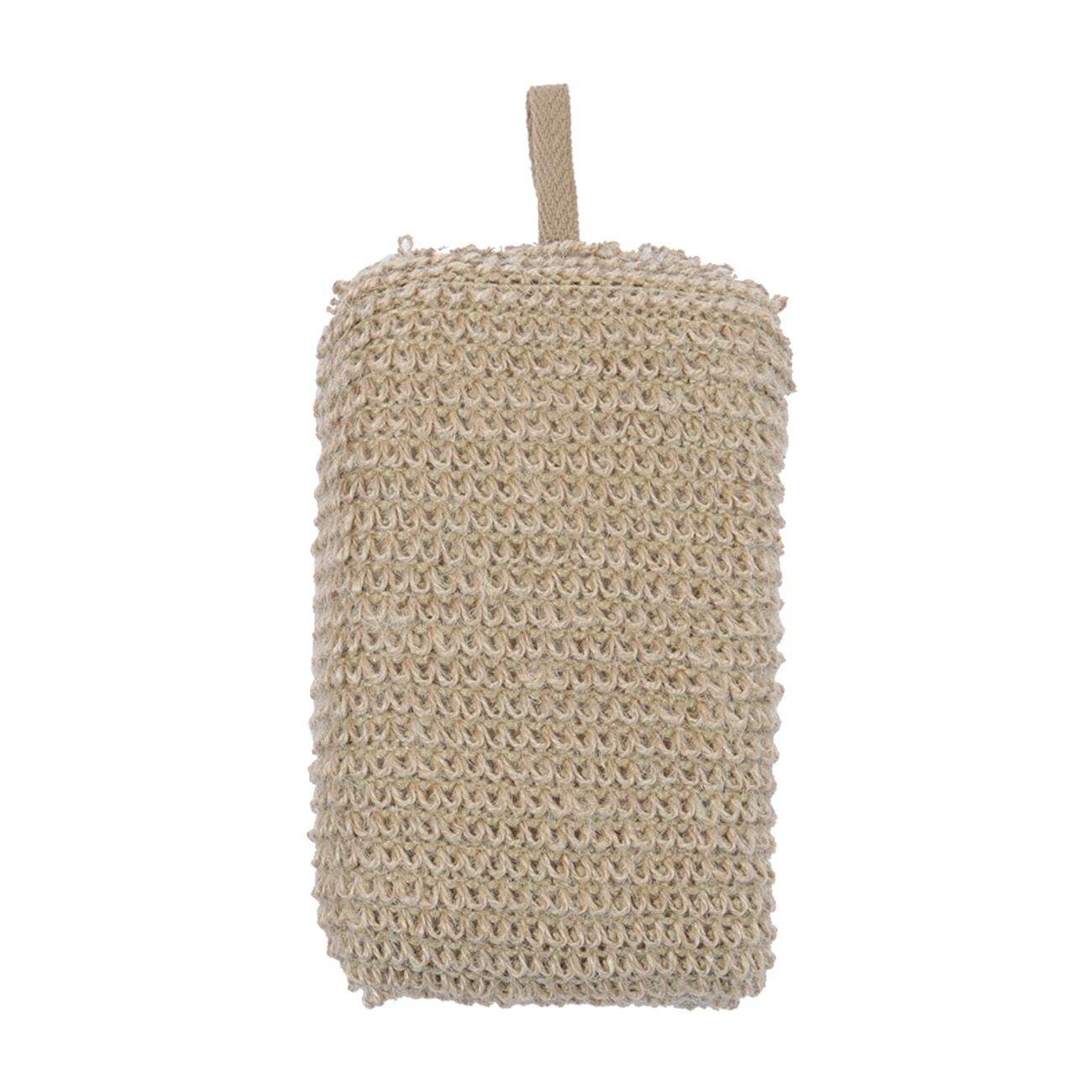 Мочалка-губка для мытья тела Eco life 9х14 см конопляное волокно/полиуритан бежевая
