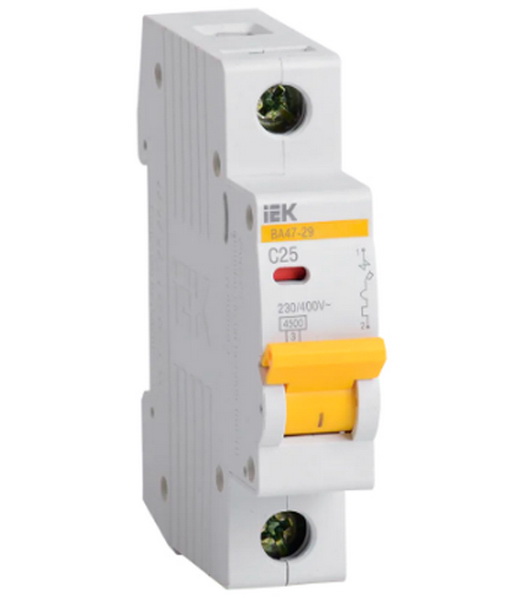 

IEK BA47-29 выключатель автоматический 1P 25А хар-ка С