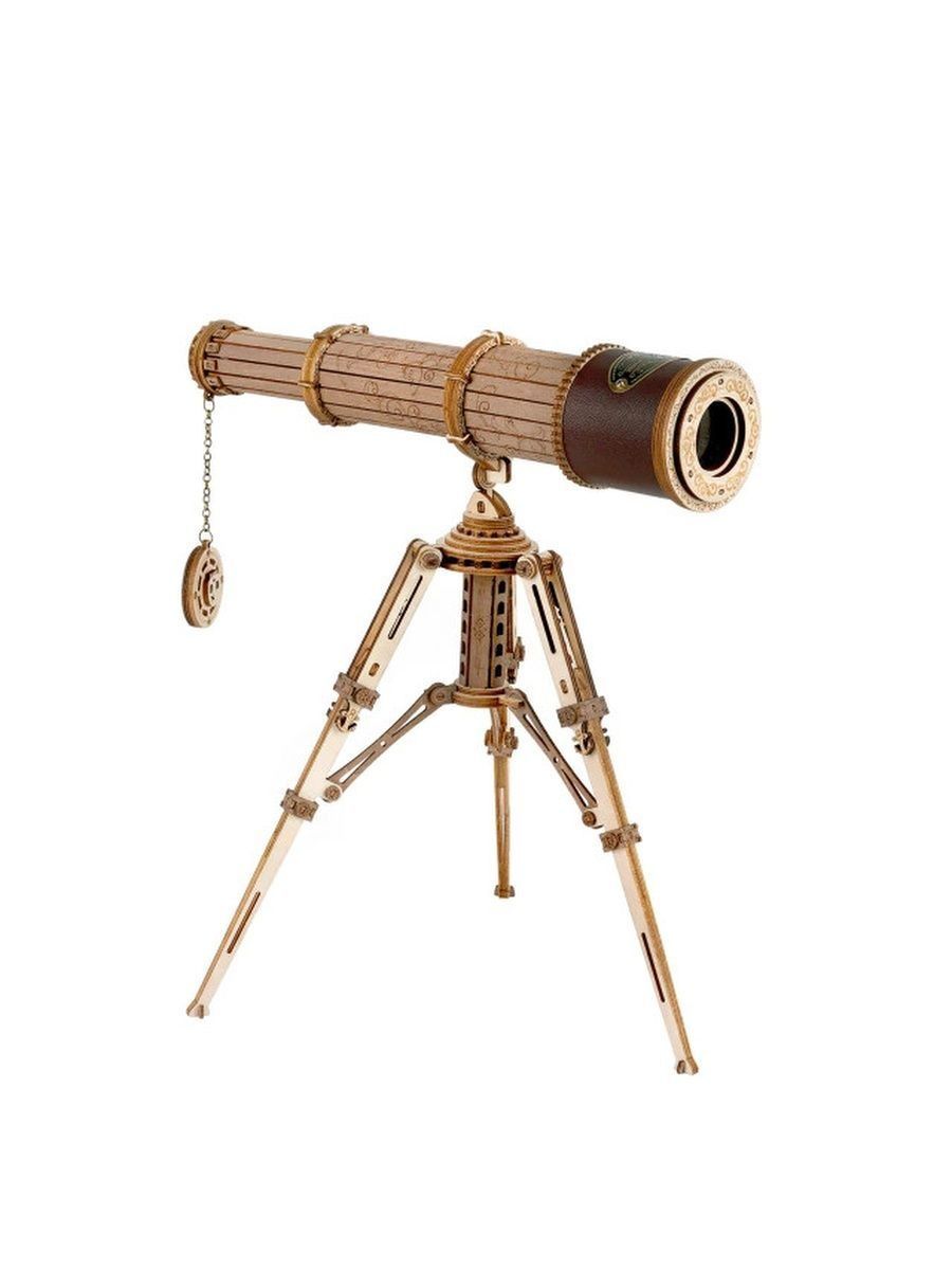 фото Деревянный конструктор телескоп, 314 деталей robotime