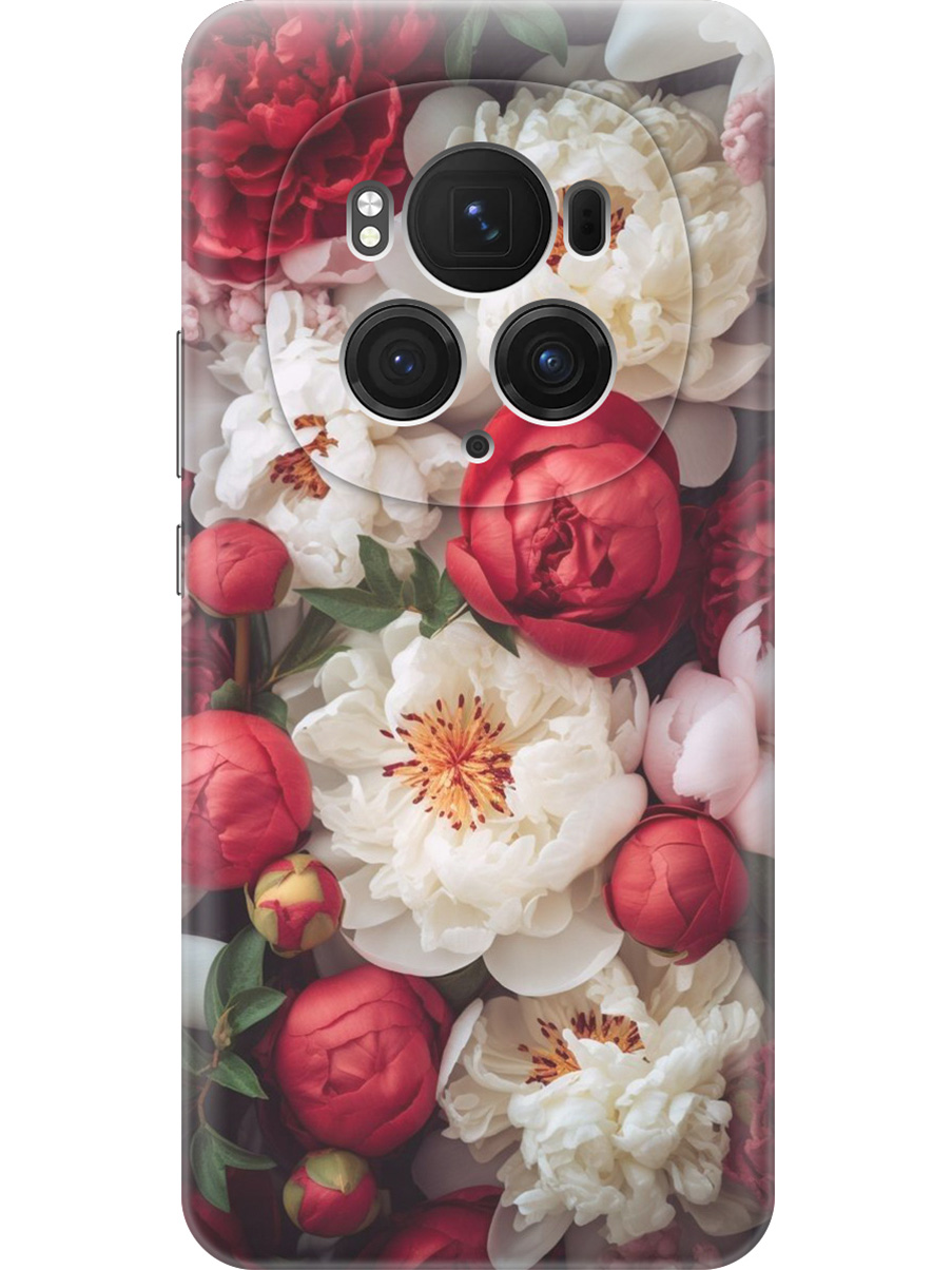 

Силиконовый чехол на Honor Magic6 Pro с принтом "Красно-белые пионы", 782623421