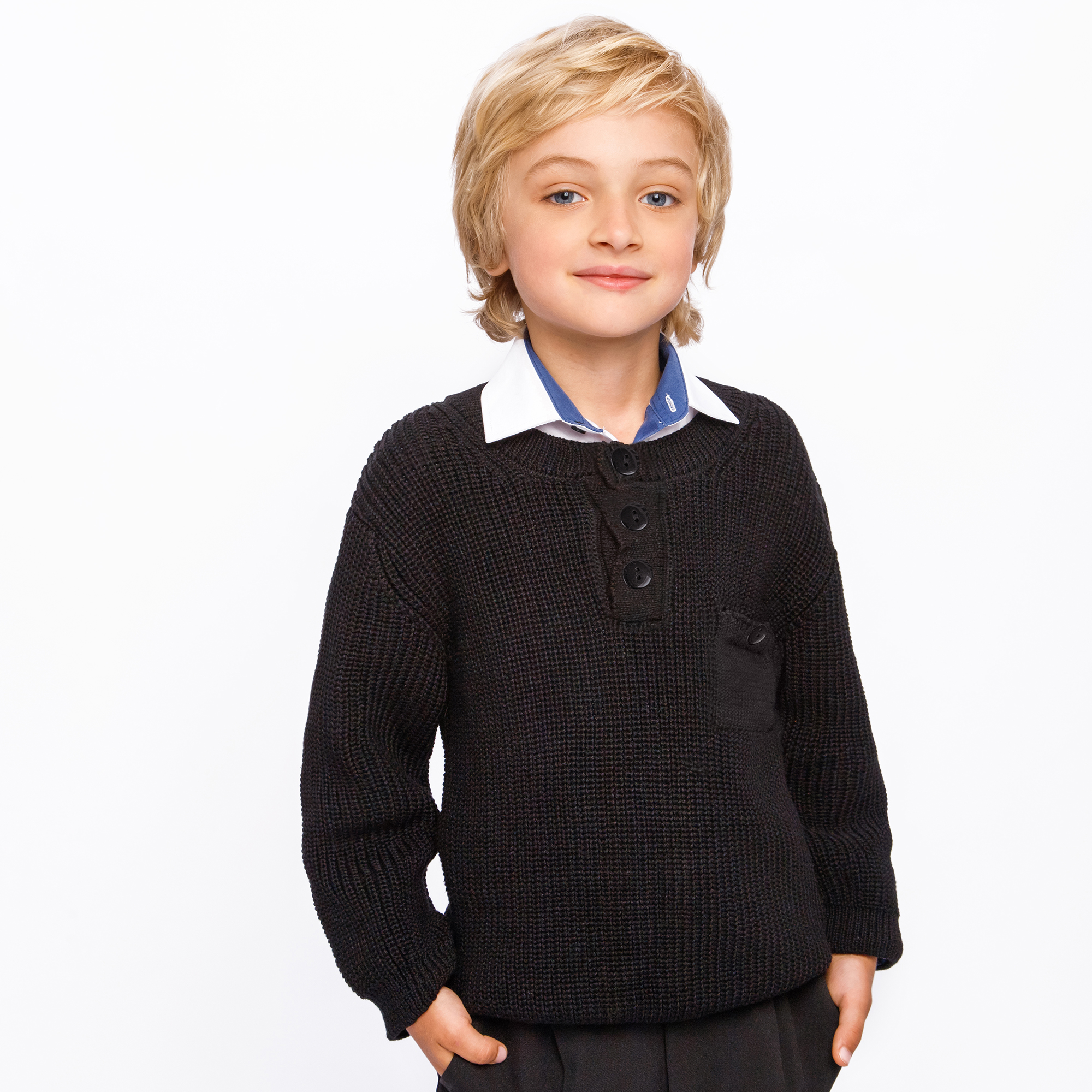 фото Свитер для мальчиков amarobaby ab-od21-knit26 цв. черный р. 134
