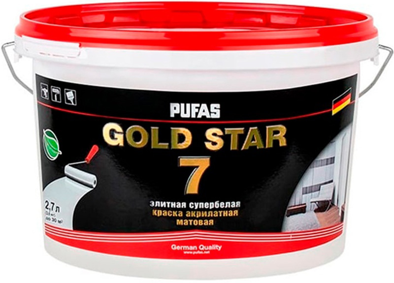 PUFAS Gold Star 7 base A краска акрилатная интерьерная матовая (2,7л)