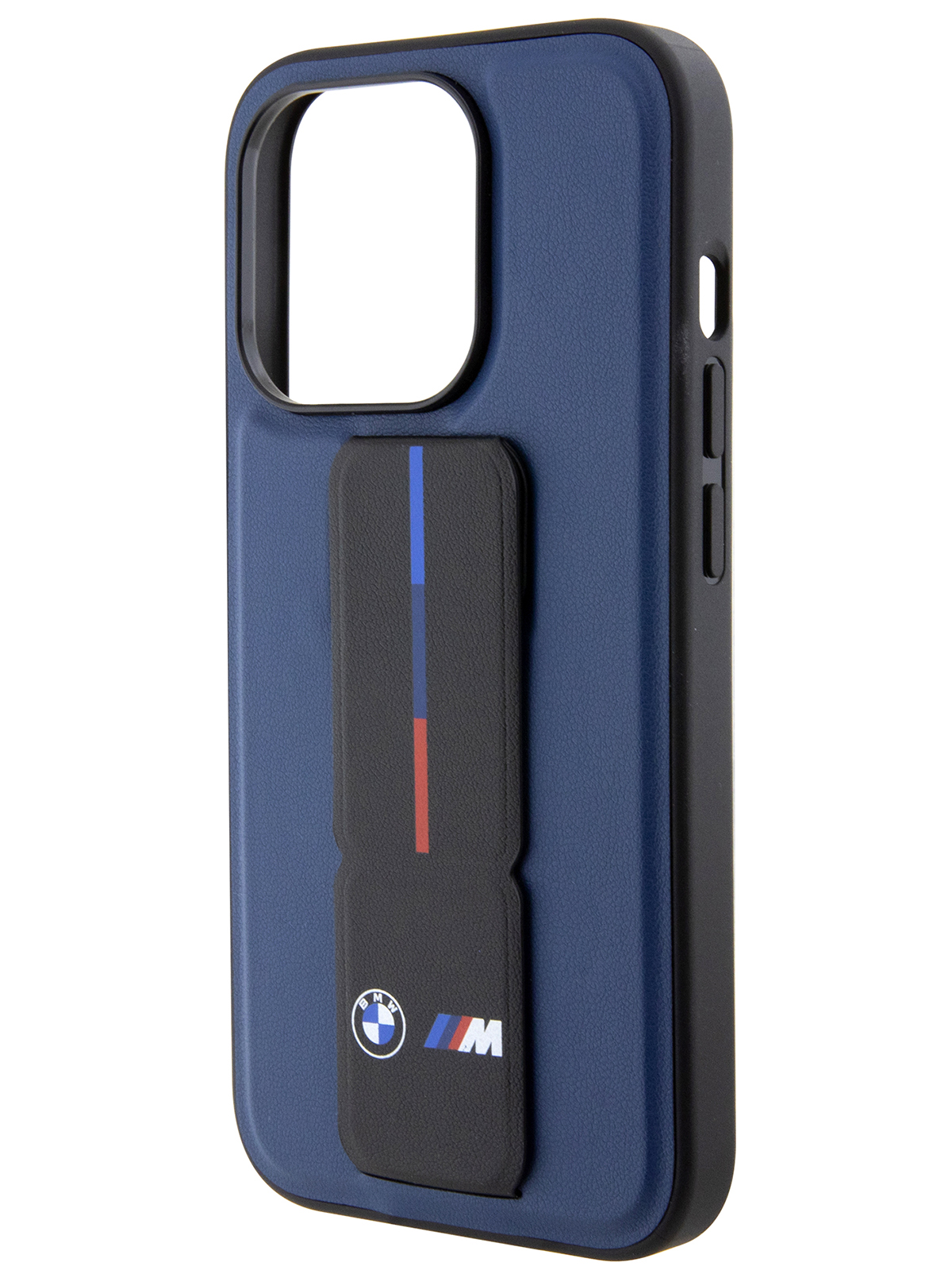 

Чехол BMW для iPhone 15 Pro Max из экокожи с функцией подставки, синий