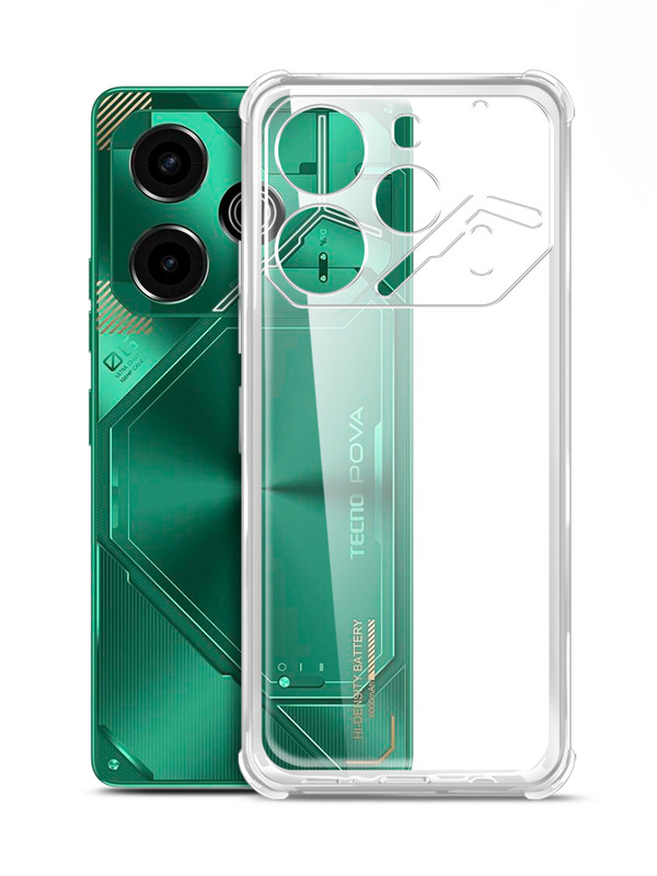 

Чехол Brozo на Tecno Pova 6 Pro, с защитой углов, прозрачный, Tecno Pova 6 Pro