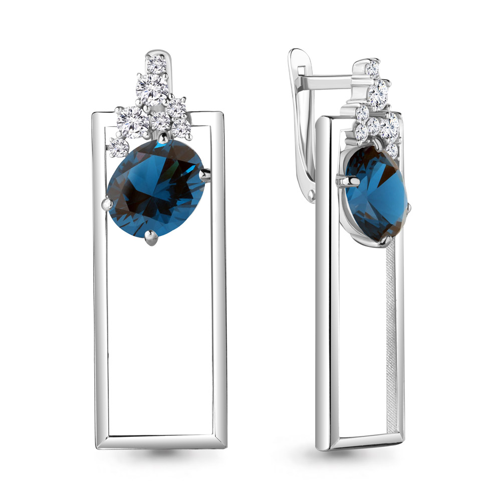

Серьги из серебра с топазом искусственным/фианитом Aquamarine 4744393А_925_р, 4744393А_925_р