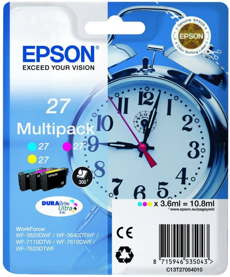 

Набор струйных картриджей Epson C13T27054020 голубой, пурпурный, желтый, оригинал, C13T27054020