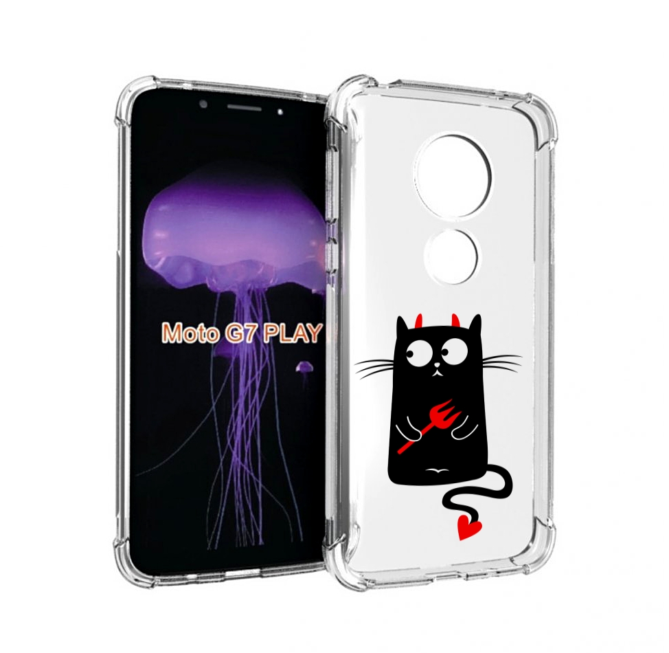 

Чехол MyPads Кот демон для Motorola Moto G7 Play, Прозрачный, Tocco