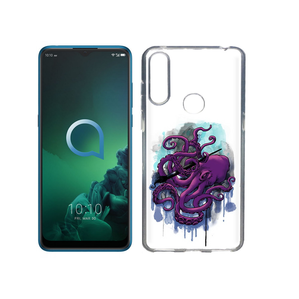 

Чехол MyPads Tocco для Alcatel 3X фиолетовый осьминог (PT227136.670.658), Прозрачный, Tocco