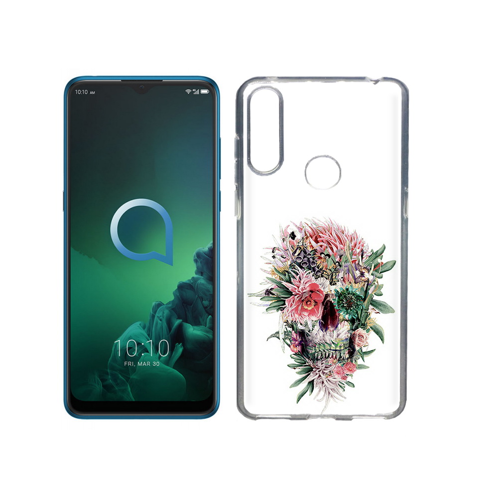 

Чехол MyPads Tocco для Alcatel 3X череп из цветов (PT227136.670.677), Прозрачный, Tocco