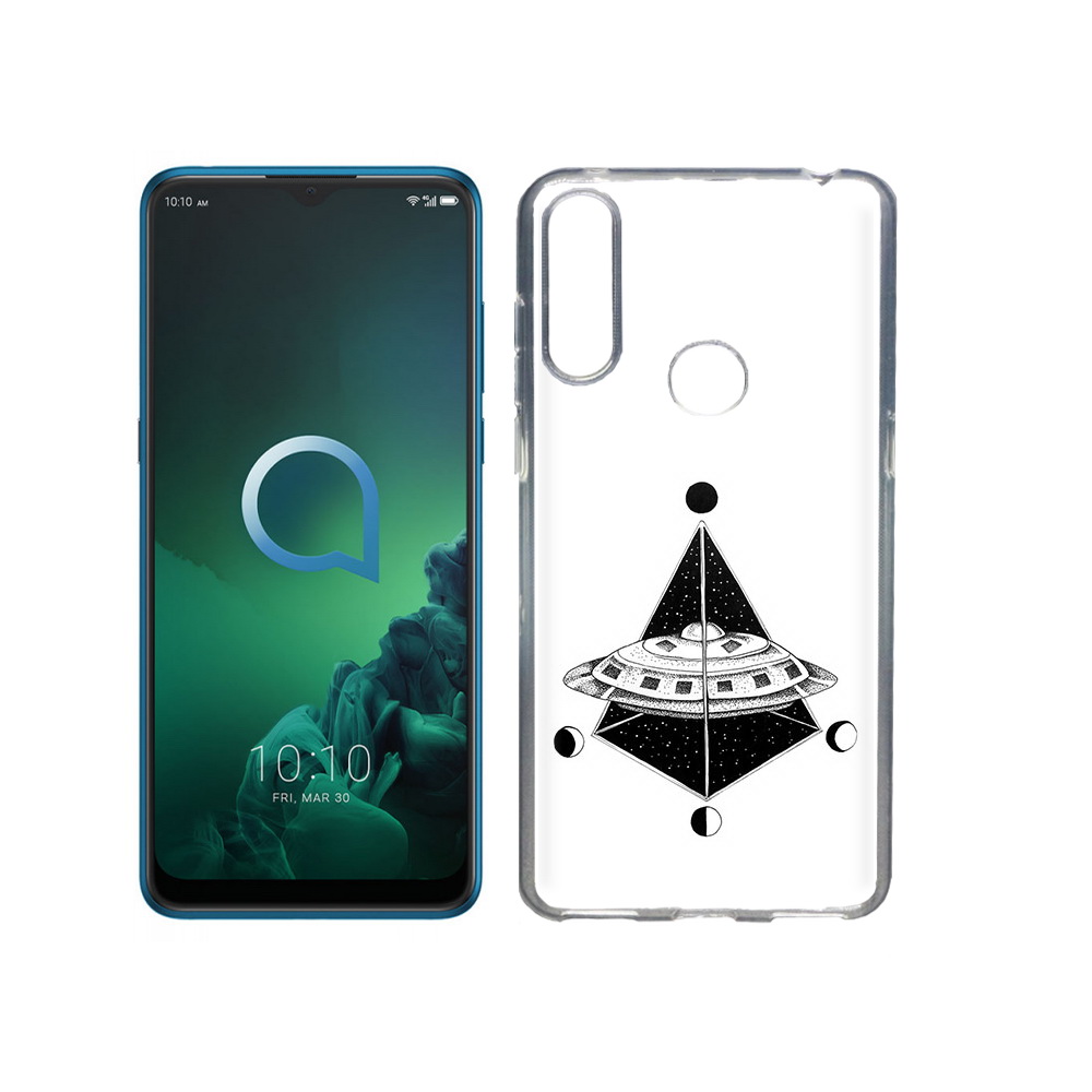 

Чехол MyPads Tocco для Alcatel 3X черно белая летающая тарелка (PT227136.670.679), Прозрачный, Tocco