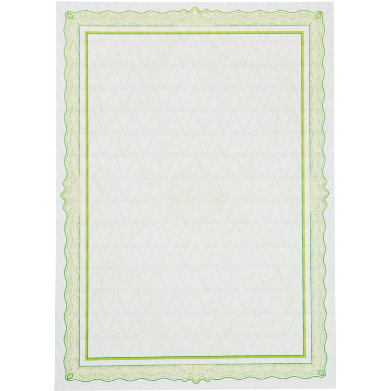 Сертификат-бумага А4 Attache зеленая рамка с водяными знаками, 25шт/уп