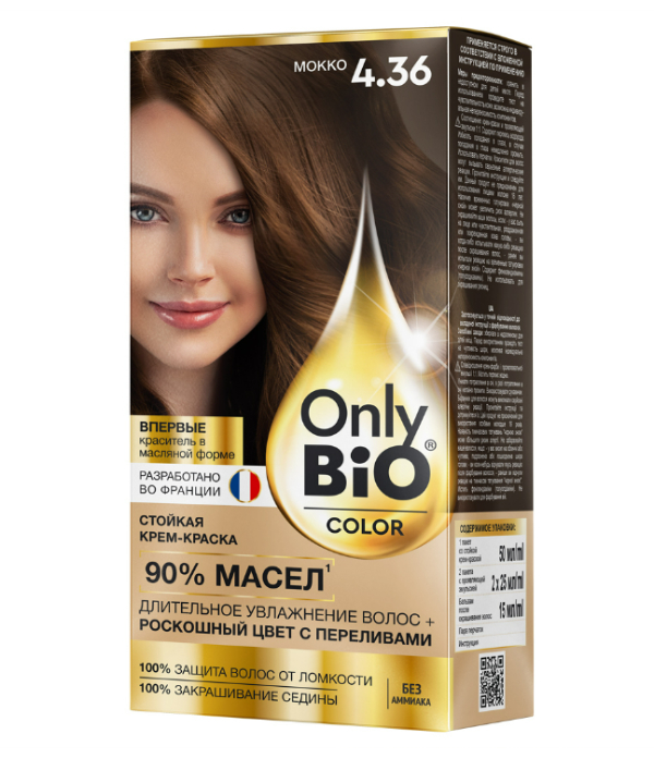 Стойкая крем-краска Fito косметик Only Bio COLOR, тон 4.36 Мокко, 115 мл коричневый