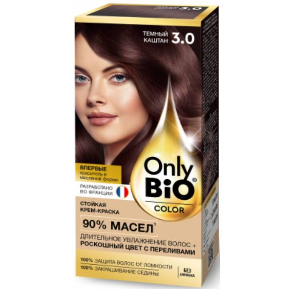 

Стойкая крем-краска Fito косметик Only Bio COLOR, тон 3.0 Тёмный каштан, 115 мл, Коричневый, Фитокосметик (Fito косметик) Стойкая крем-краска Only Bio COLOR Тон 3.0 Тёмный Каштан, 115мл, Арт.GB-8025