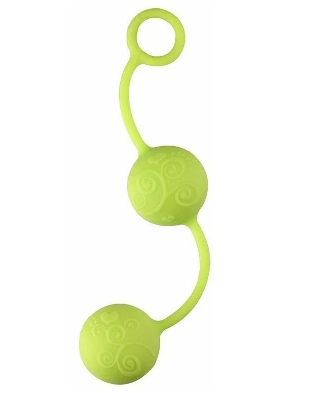 Зелёные вагинальные шарики с завитушками на поверхности