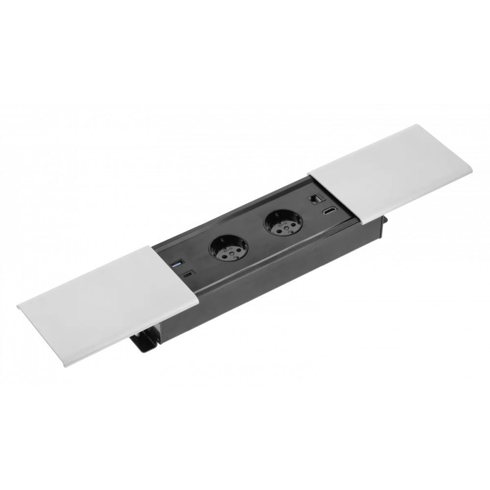 

Блок розеток врезной PRESTINO 2 розетки AE-PB2SPRES-53 (Schuko), 2xUSB A+C, RJ45, HDMI, се, Серый