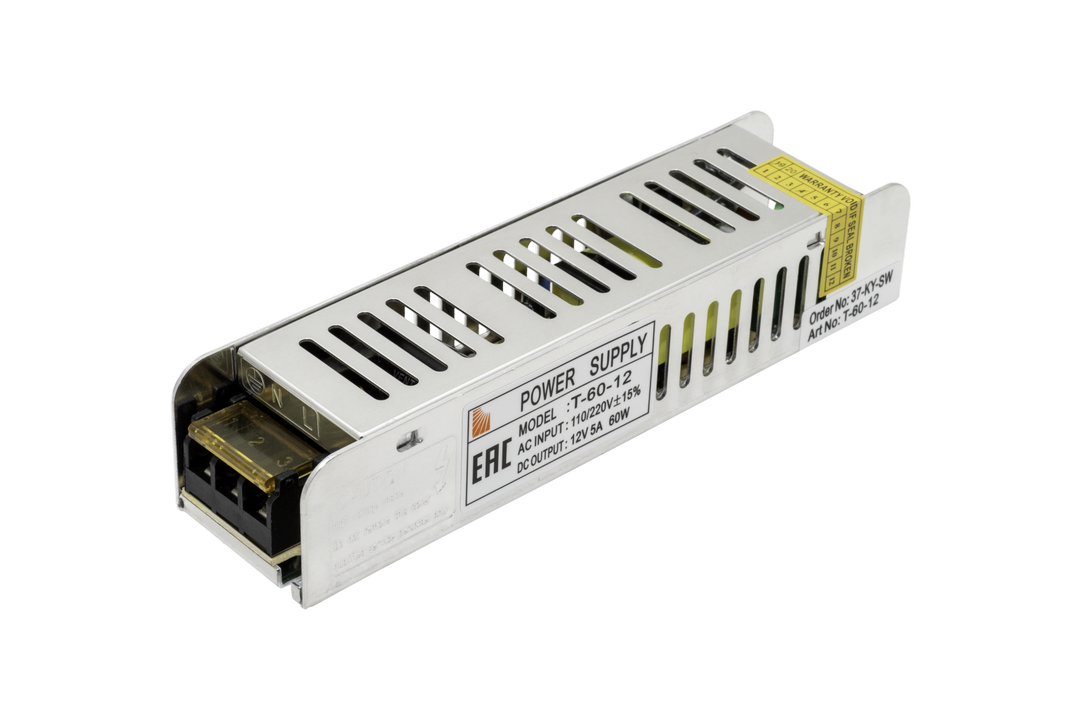 Блок питания для светодиодов 220/12V 60W, IP20, компактный узкий