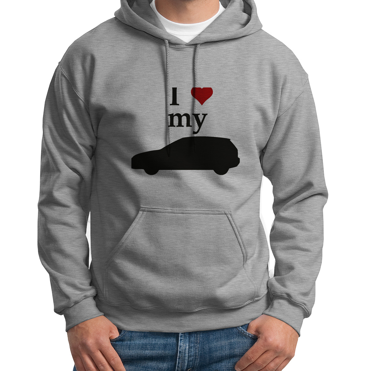 

Худи унисекс CoolPodarok Авто I love my car серое 54 RU, Серый, S0111443