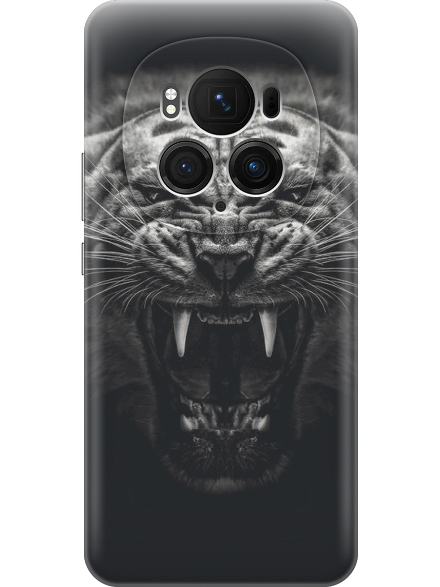 

Силиконовый чехол на Honor Magic6 Pro с принтом "Оскал тигра", Прозрачный;серый;черный, 782623413