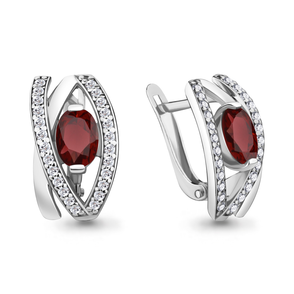 

Серьги из серебра с гранатом/фианитом Aquamarine 4746703А_925_р, 4746703А_925_р