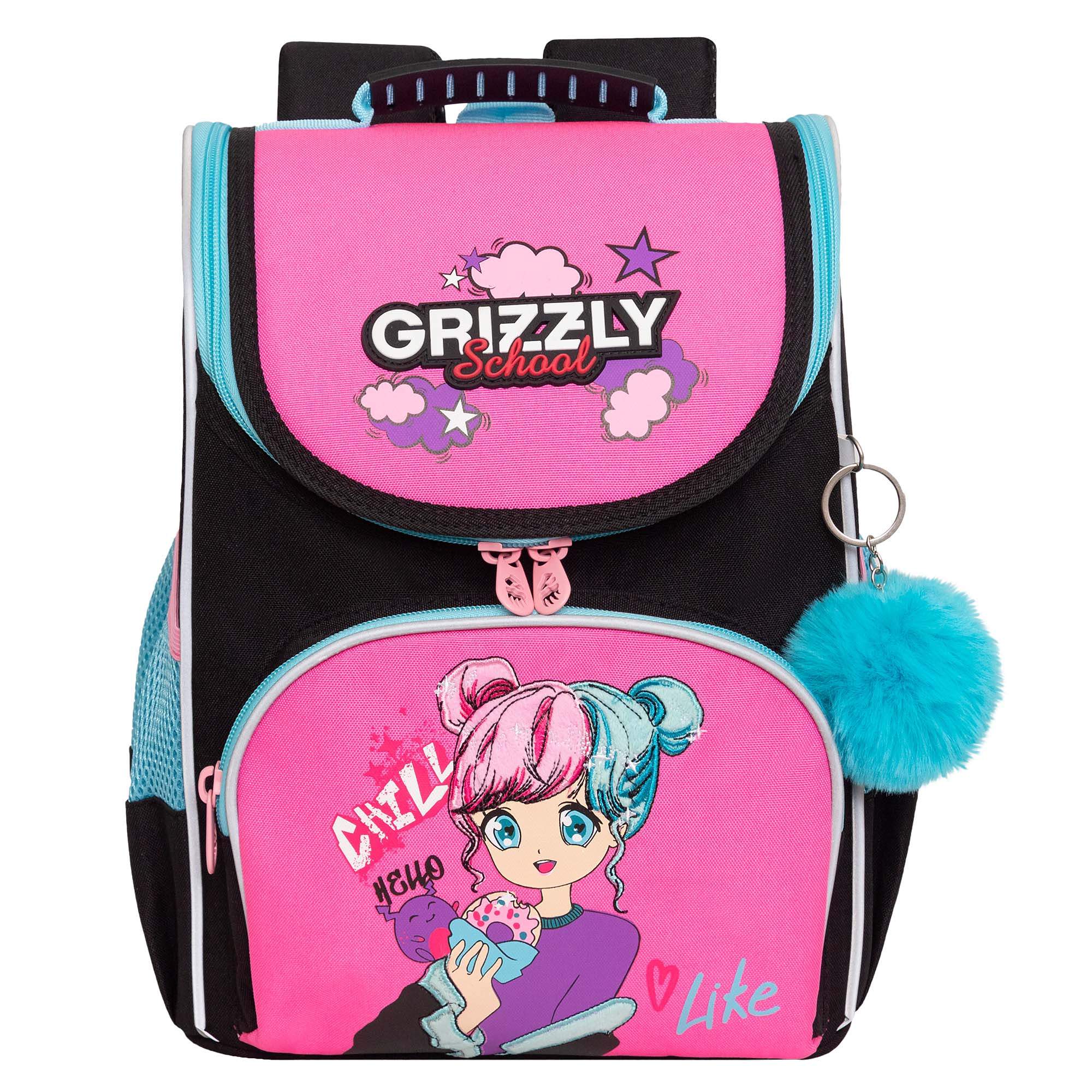 

Ранец школьный GRIZZLY суперлегкий с анатомической спинкой с мешком для обуви RAm-484-6 1, Черный, RAm-484-6