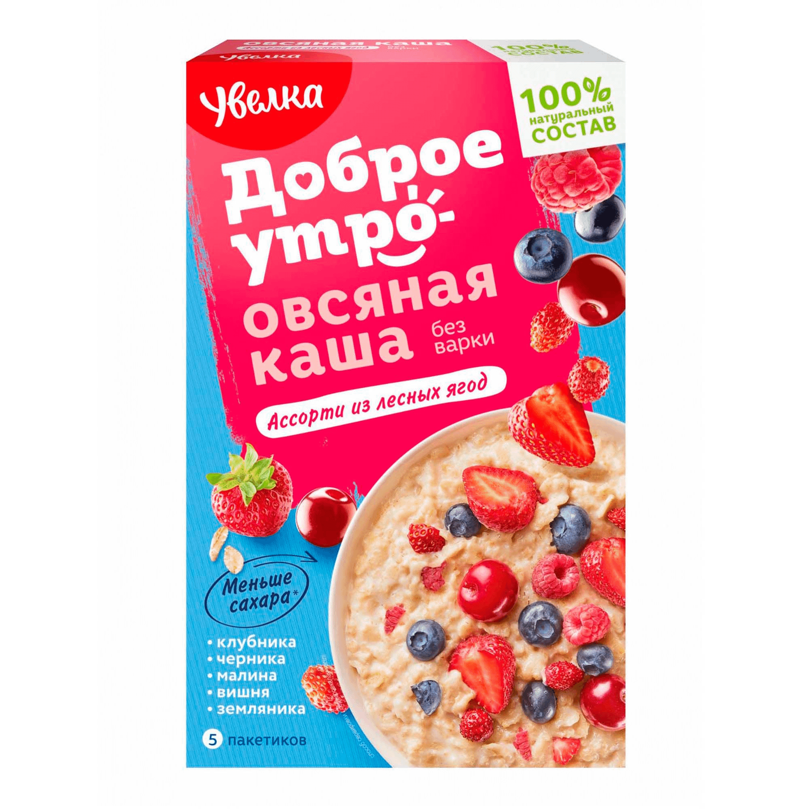 Каша Увелка Ассорти овсяная с ягодами и молоком 6 шт х 40 г 208₽