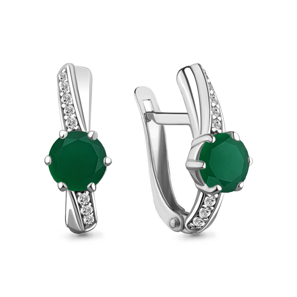 

Серьги из серебра с агатом/фианитом Aquamarine 4748309А_925_р, 4748309А_925_р
