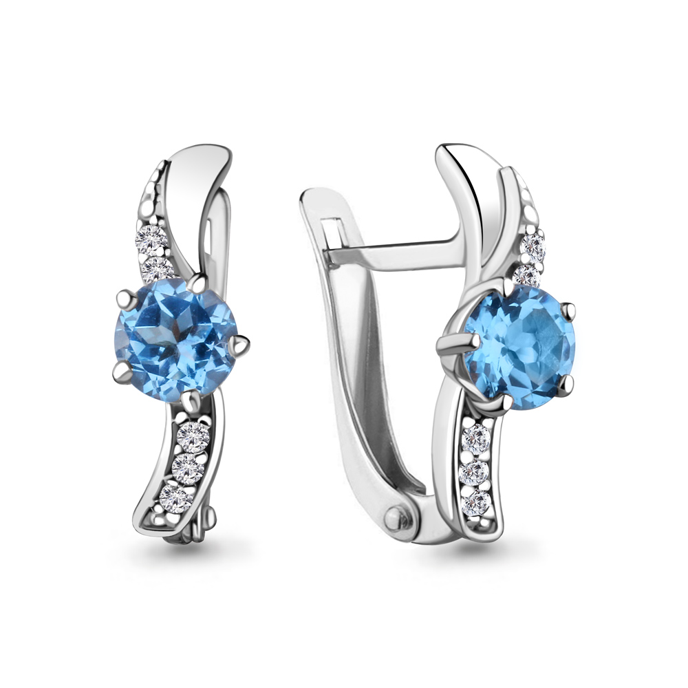 

Серьги из серебра с топазом/фианитом Aquamarine 4748405А_925_р, 4748405А_925_р