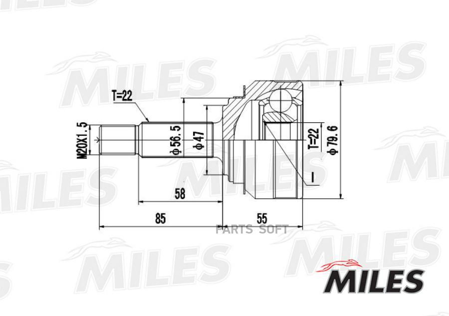 

Шрус Skoda Felicia/Vw Caddy 1.3-1.9d 94-01 Нар. Miles арт. GA20414