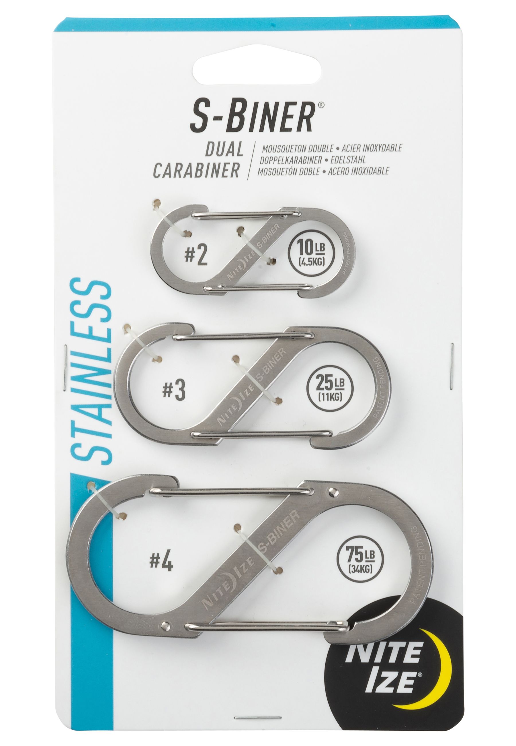 Карабин Nite Ize S-Biner Stainless Steel Dual Carabiner #2,3,4 - Стальной 3 шт