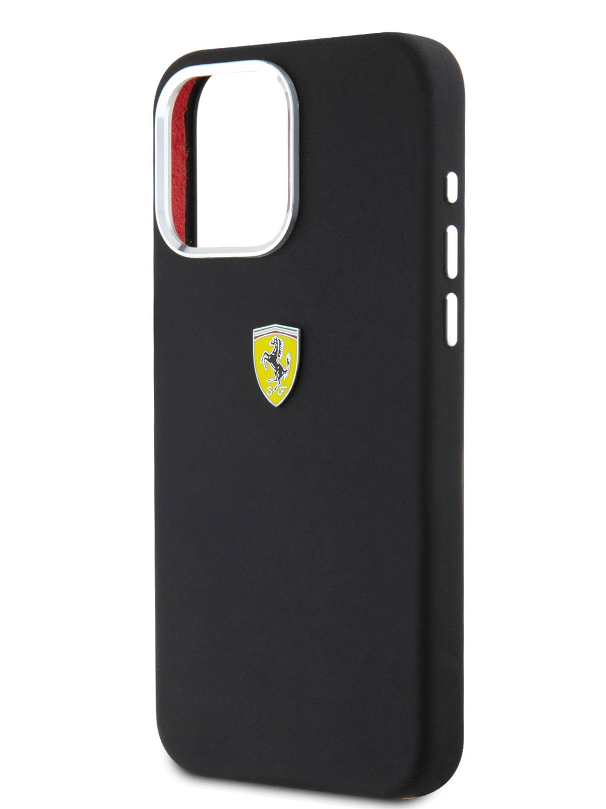 

Чехол Ferrari для iPhone 15 Pro Max силиконовый с эффектом Soft touch, черный