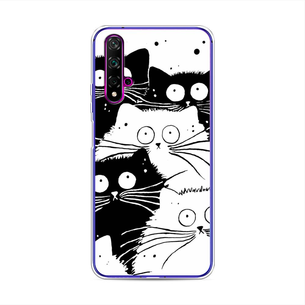 

Чехол Awog на Huawei Nova 5T "Коты черно-белые", Разноцветный, 610550-2