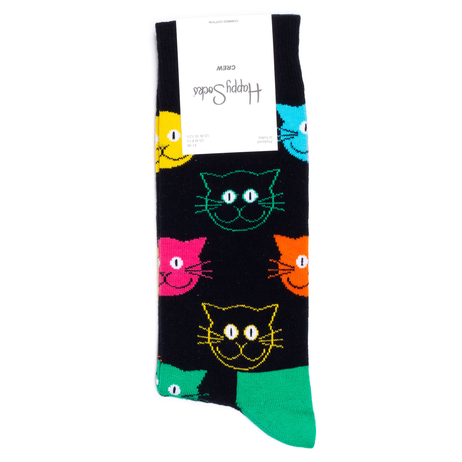 

Носки унисекс Happy Socks Cat-Sock черные, Черный, Cat-Sock