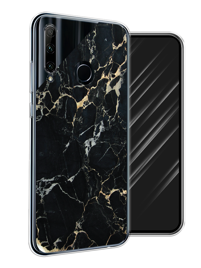 

Чехол Awog на Honor 20 Lite 2019 "Черный мрамор уголок", Черный;золотистый, 68950-3
