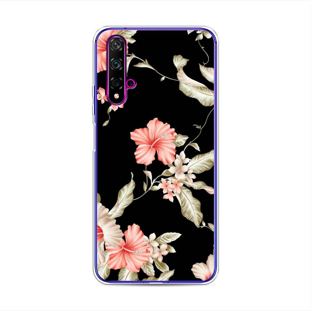 

Чехол Awog на Huawei Nova 5T "Цветы на черном", Разноцветный, 610550-8