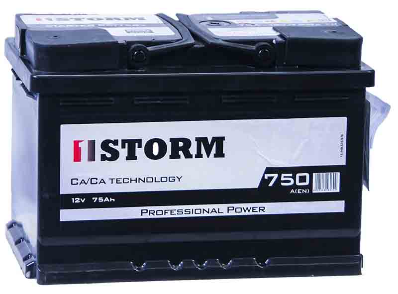 

Аккумулятор автомобильный Storm Professional 75 А/ч 750 А обр. пол. (278x175x190) 10.2021г, Евро L3