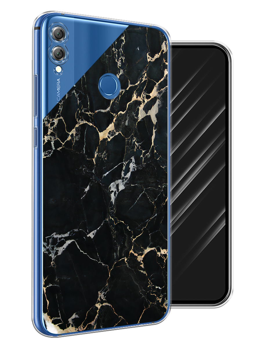 

Чехол Awog на Honor 8X "Черный мрамор уголок", Черный;золотистый, 66750-3