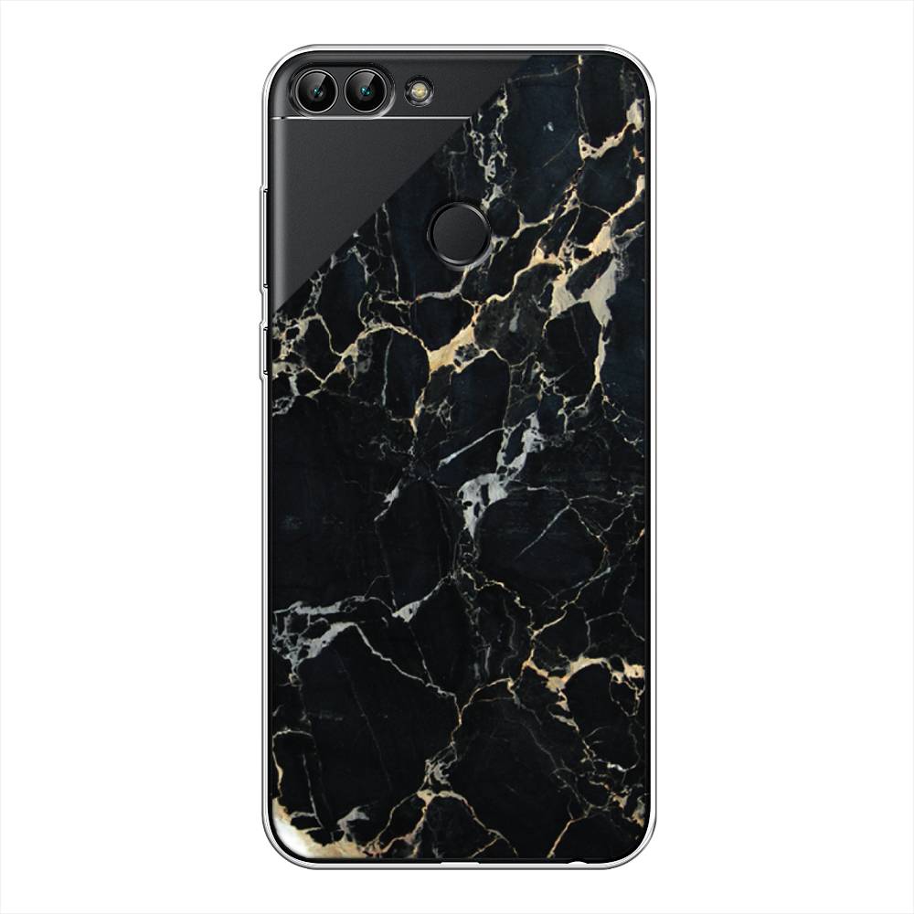 

Чехол Awog на Huawei P Smart "Черный мрамор уголок", Черный;золотистый, 64050-3