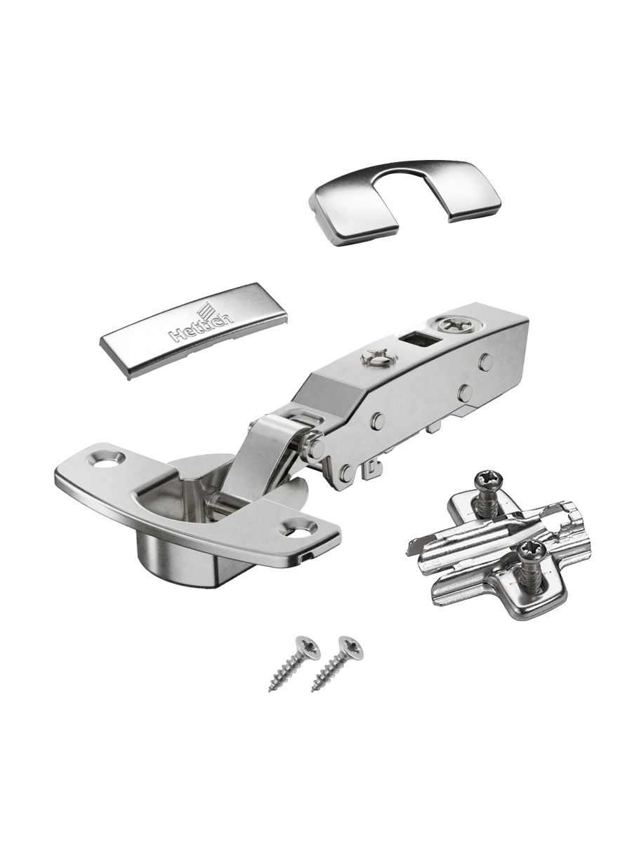 

Мебельная петля накладная HETTICH MP00207, цвет никель, с доводчиком для толстых фасадов