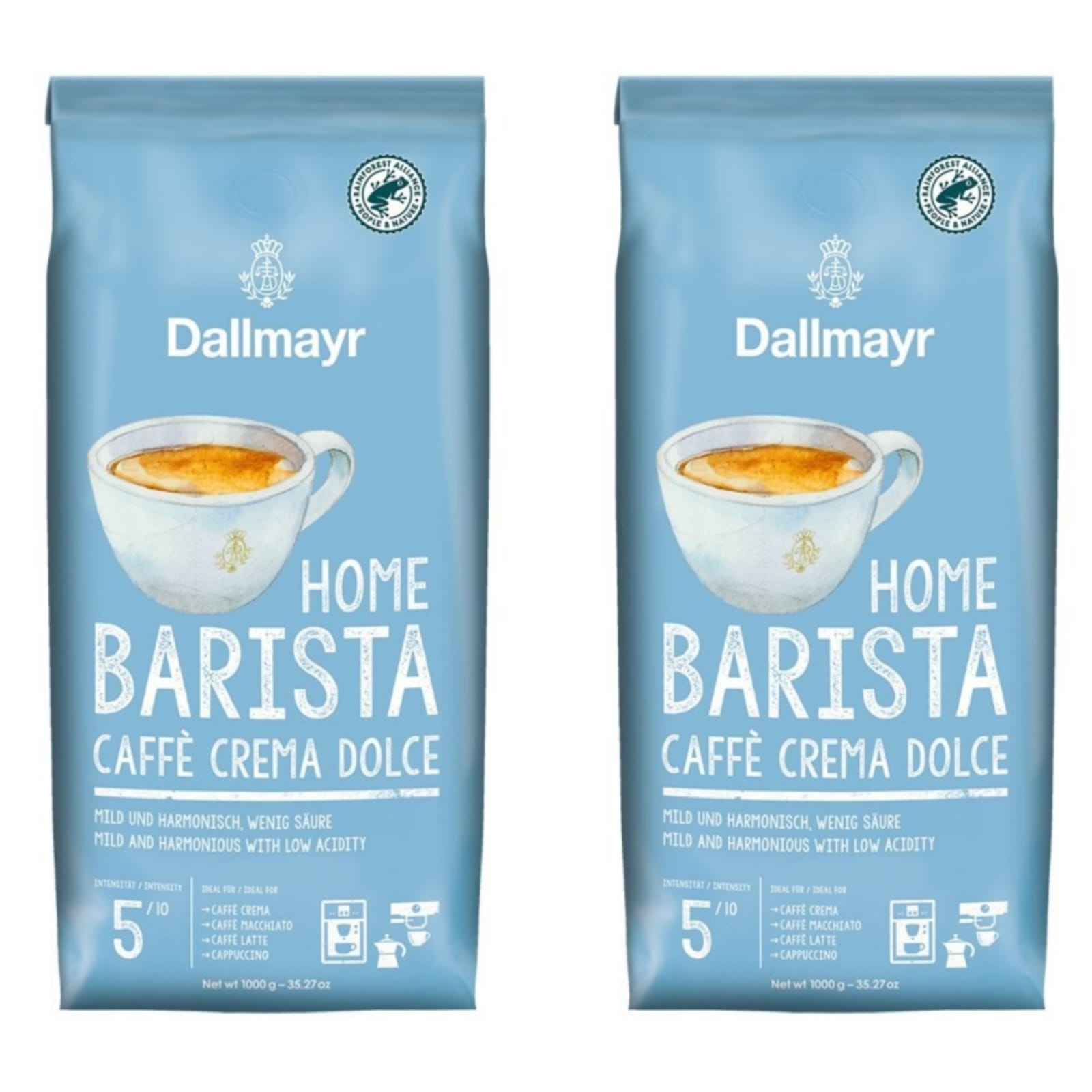 

Кофе в зернах Dallmayr Home Barista Crema Dolce, 1 кг х 2 шт