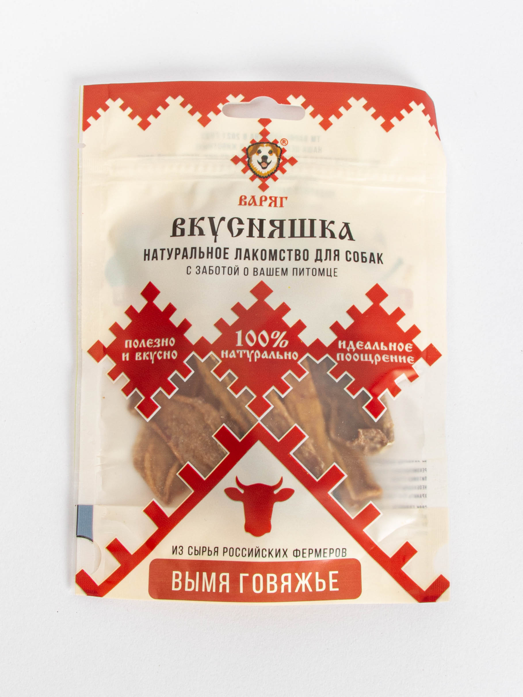 

Натуральное лакомство для собак ВАРЯГ Вымя говяжье 150 г., вымя