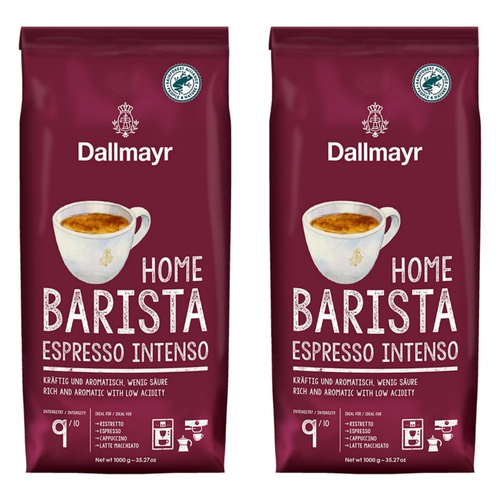 Кофе в зернах Dallmayr Home Barista Espresso Intenso, 1 кг х 2 шт