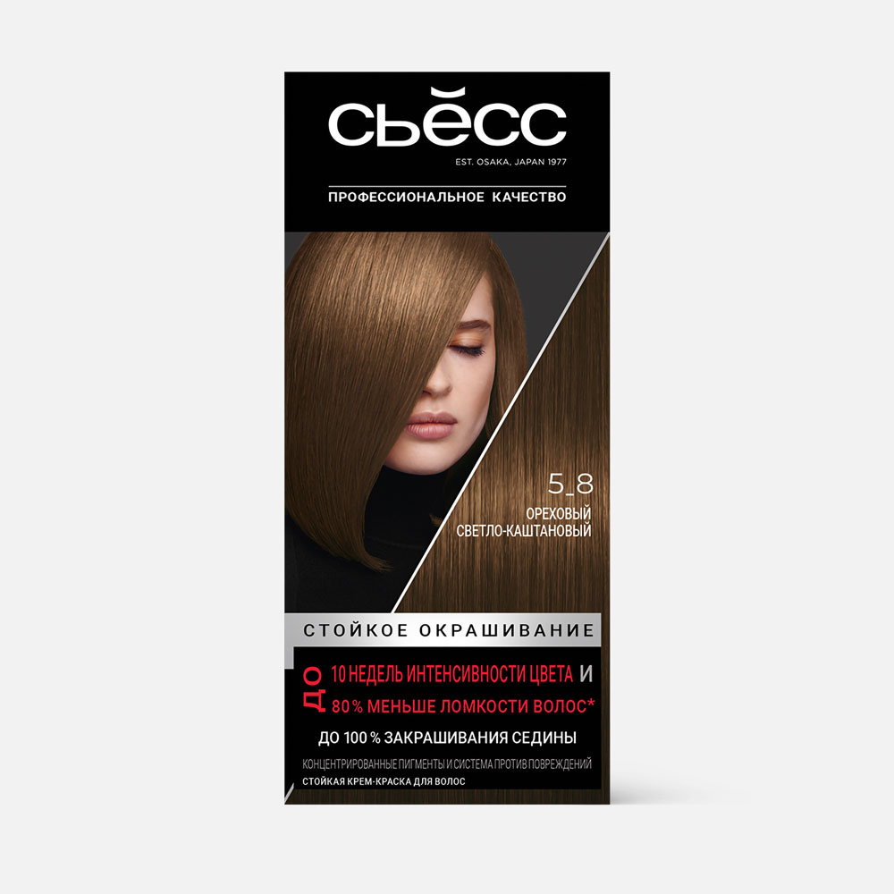 Стойкая крем-краска для волос Сьесс 5-8 Ореховый светло-каштановый 115 мл 1132₽