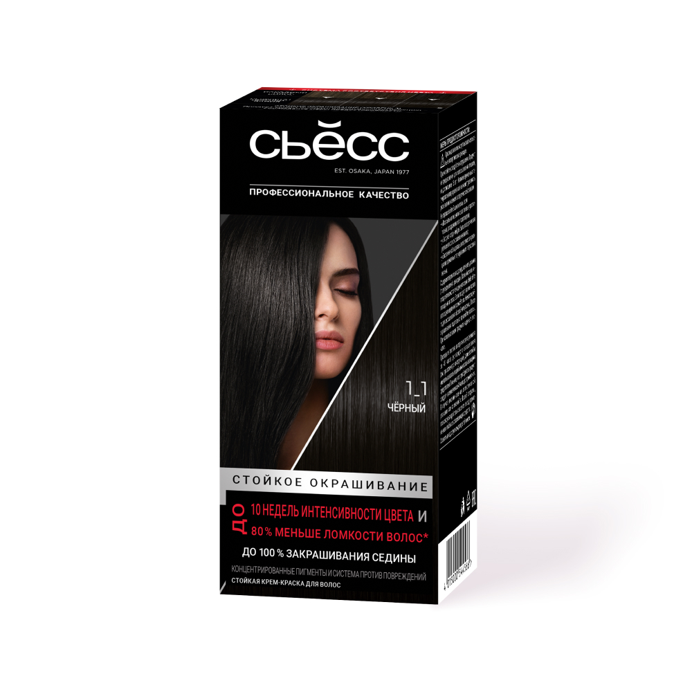 Стойкая крем-краска для волос Сьесс 1-1 Черный 115 мл 1219₽