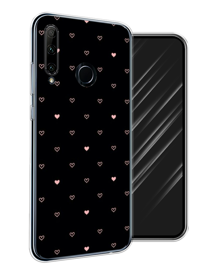 

Чехол Awog на Honor 20 Lite 2019 "Черный фон и сердечки", Розовый;серый;черный, 68950-3