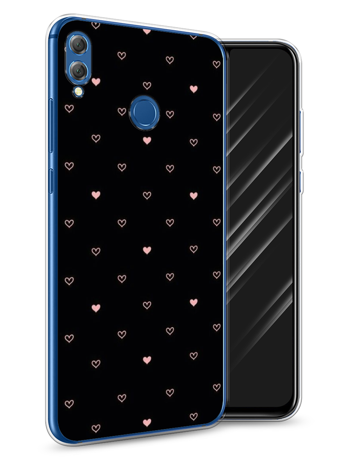 

Чехол Awog на Honor 8X "Черный фон и сердечки", Розовый;серый;черный, 66750-3